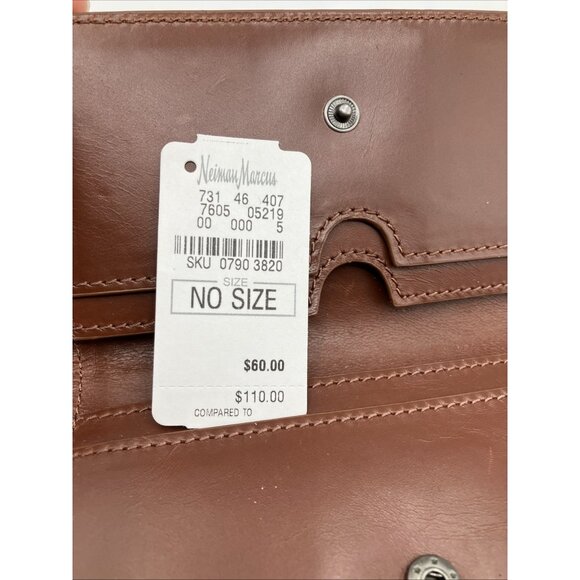 NWT 5 1/4 X 3 Fred Perry Bifold Perforated Brown Snap Wallet - Picture 3 of 6